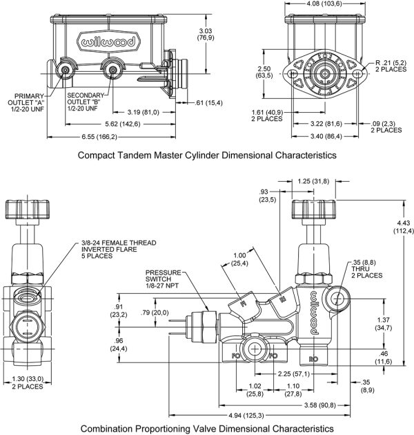 Wilwood Compact Tandem M/C Kit (Mopar) - Image 2