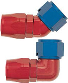 XRP Aluminum Double Swivel Forged Hose End (Red/Blue)